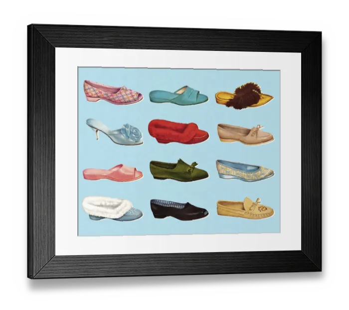 Framed Print : Various Ladies Slippers