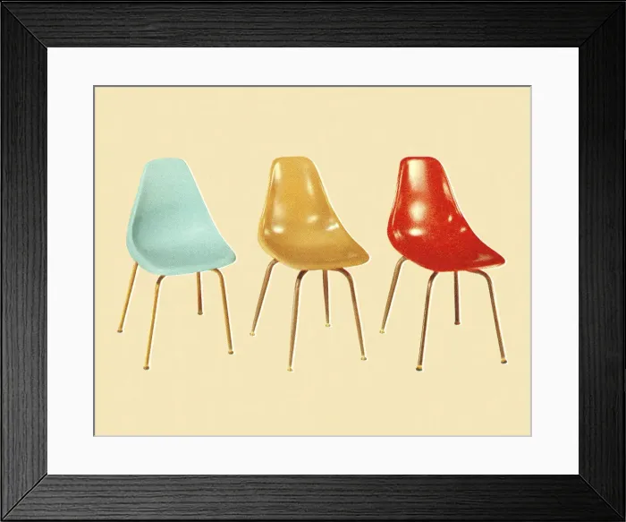 Framed Print : Three Vintage Chairs Framed Print : Three Vintage Chairs