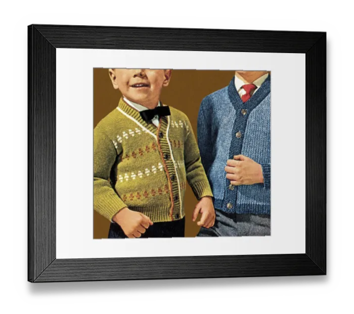 Framed Print : Two Little Boys Wearing Caridigans Framed Print : Two Little Boys Wearing Caridigans