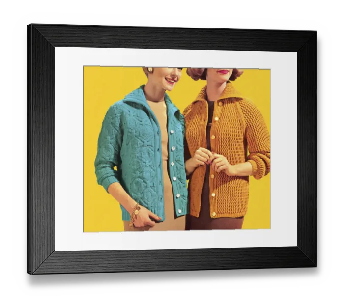 Framed Print : Two Women Wearing Cardigans Framed Print : Two Women Wearing Cardigans