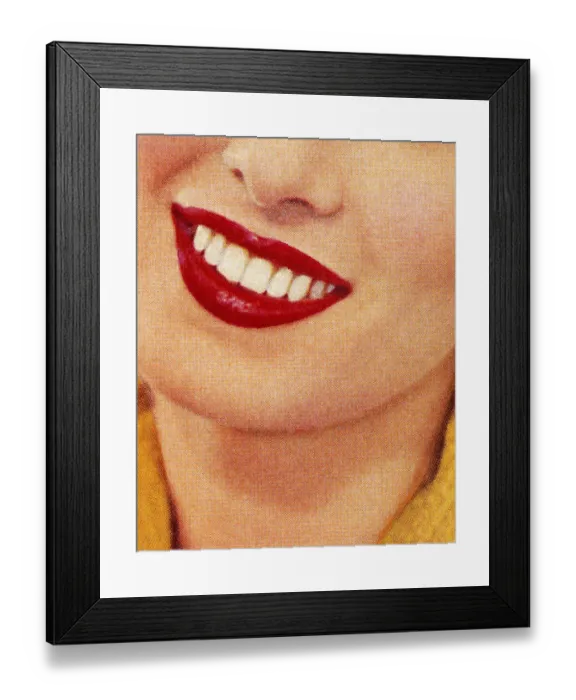 Framed Print : Smiling Woman Wearing Red Lipstick Framed Print : Smiling Woman Wearing Red Lipstick