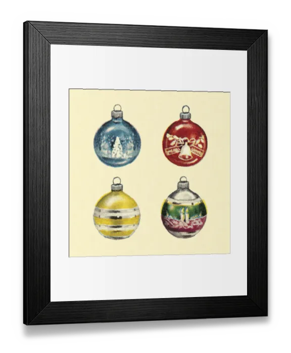 Framed Print : Vintage Christmas Ornaments Framed Print : Vintage Christmas Ornaments