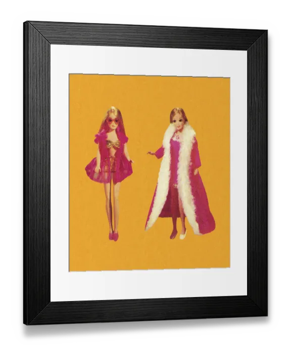 Framed Print : Two Fashion Dolls in Nightgowns Framed Print : Two Fashion Dolls in Nightgowns
