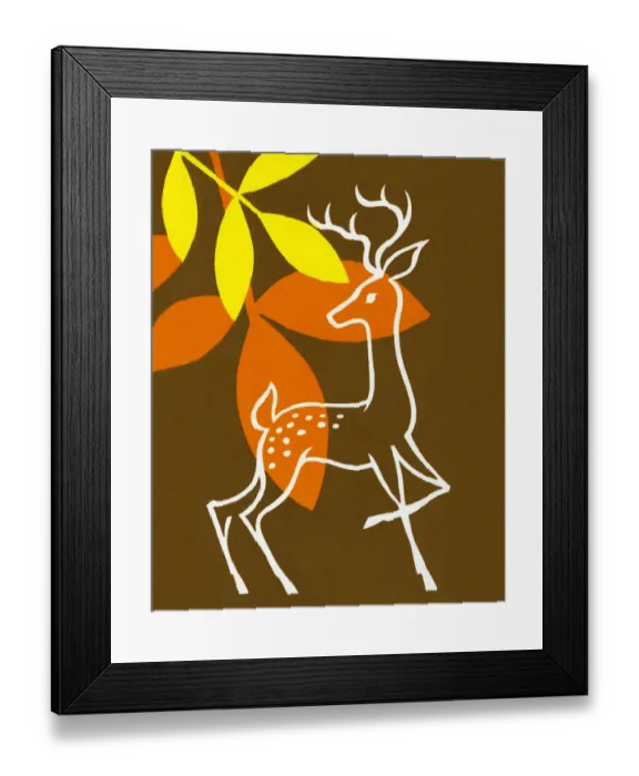 Framed Print : Fall Leaves and Outline of a Deer Framed Print : Fall Leaves and Outline of a Deer