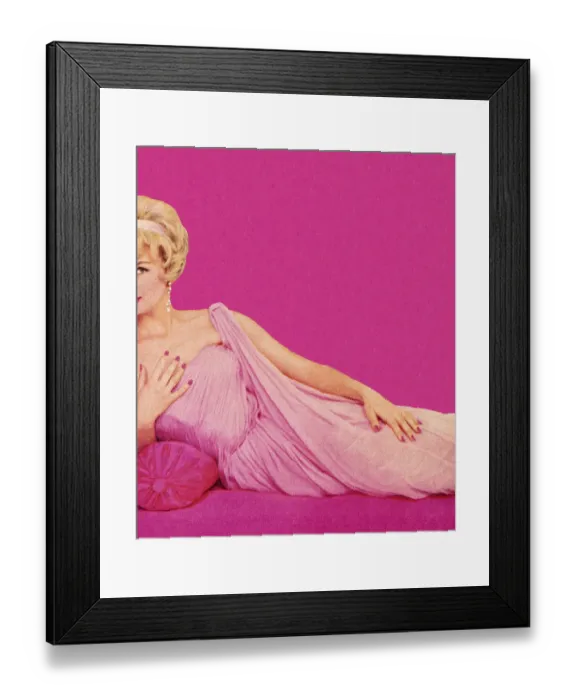 Framed Print : Woman in Pink Dress Reclining Framed Print : Woman in Pink Dress Reclining