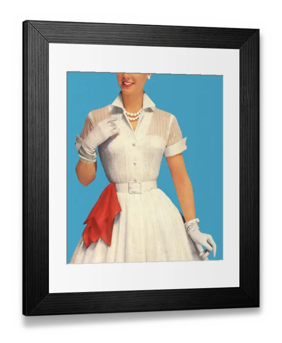 Framed Print : Woman Wearing White Dress With Red Handkerchief