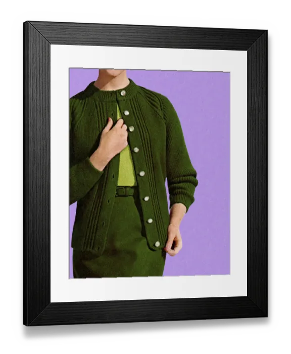Framed Print : Woman Wearing Green Skirt and Sweater Framed Print : Woman Wearing Green Skirt and Sweater