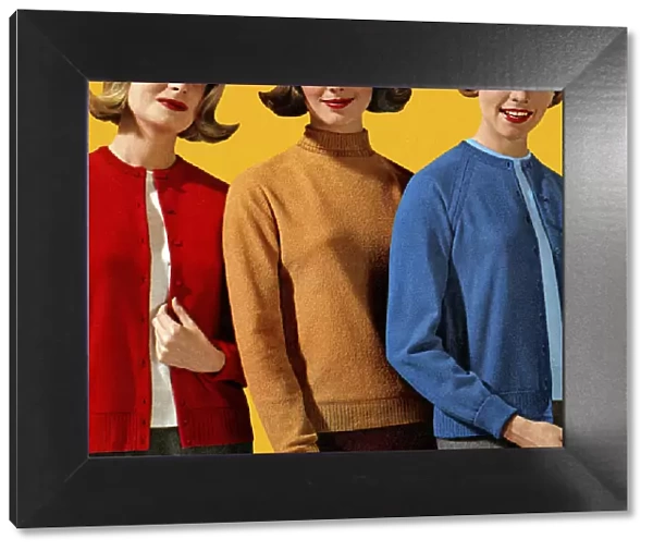Three Women in Different Color Sweaters