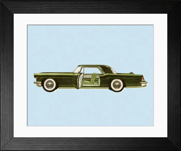 Framed Print : Sideview of A Green Vintage Car Framed Print : Sideview of A Green Vintage Car