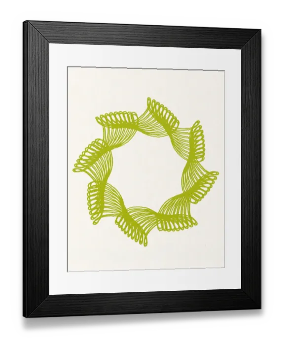 Framed Print : Green Wreath Shape Line Drawing Framed Print : Green Wreath Shape Line Drawing