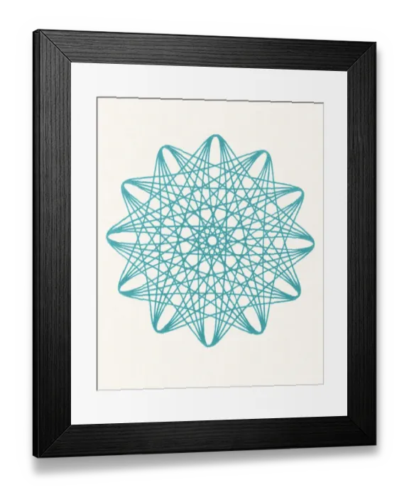 Framed Print : Blue Snowflake Line Drawing Framed Print : Blue Snowflake Line Drawing