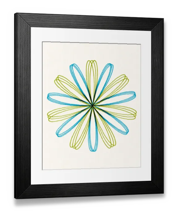 Framed Print : Blue and green flower illustration Framed Print : Blue and green flower illustration