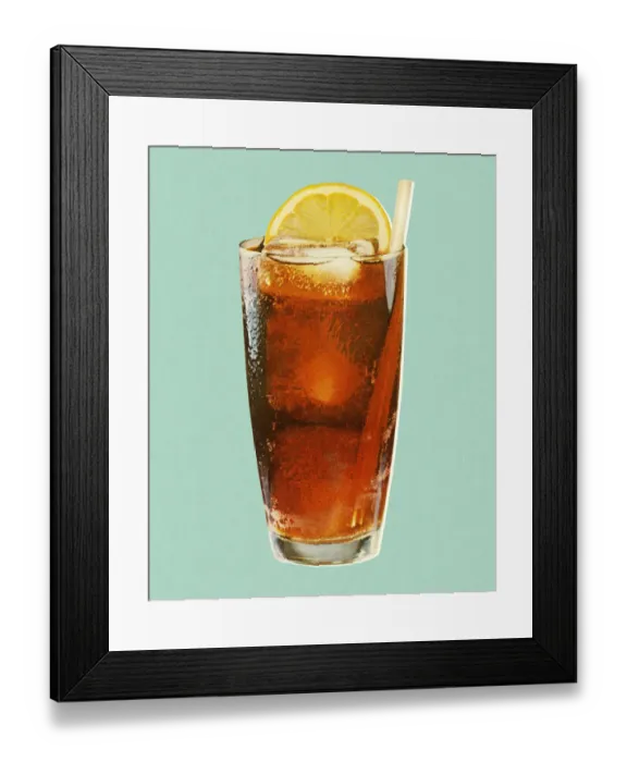 Framed Print : Beverage with Lemon in Glass