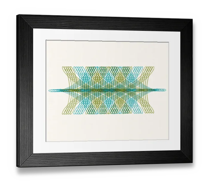 Framed Print : Green and Blue Line Drawing Framed Print : Green and Blue Line Drawing