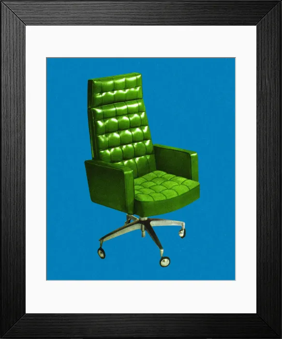 Framed Print : Green Rolling Chair Framed Print : Green Rolling Chair