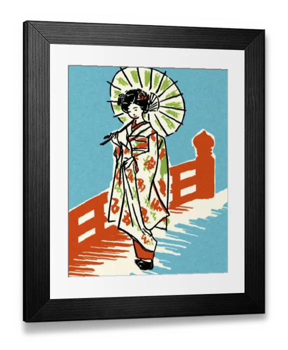 Framed Print : Geisha with Umbrella Framed Print : Geisha with Umbrella