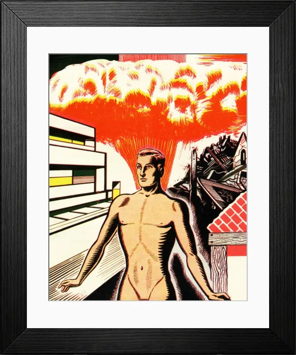Framed Print : Naked Man Amid Destruction Framed Print : Naked Man Amid Destruction