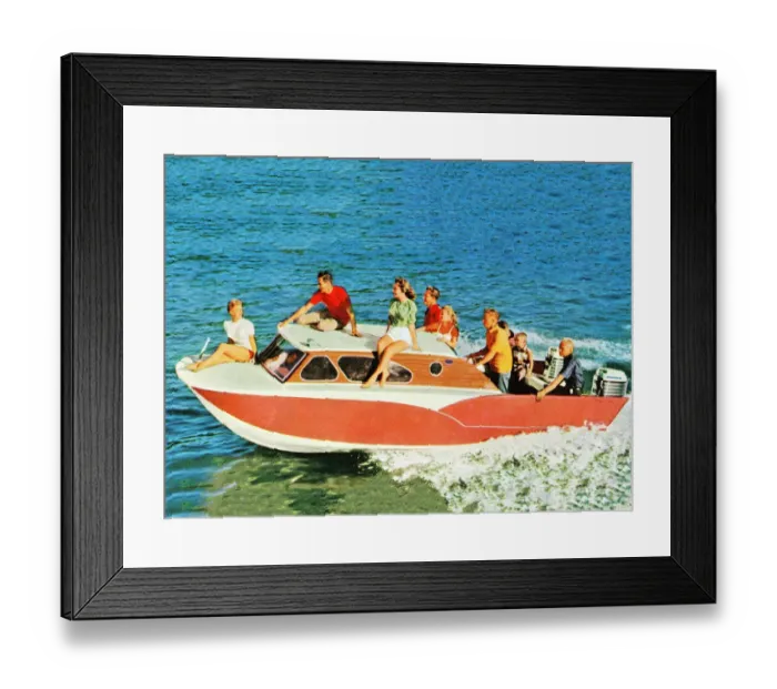 Framed Print : People Riding a Boat Framed Print : People Riding a Boat