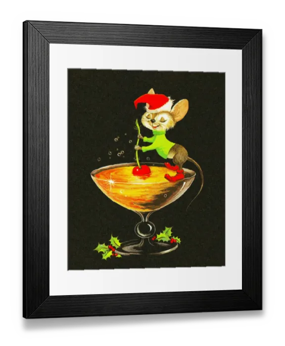 Framed Print : Mouse Stirring A Christmas Cocktail Framed Print : Mouse Stirring A Christmas Cocktail