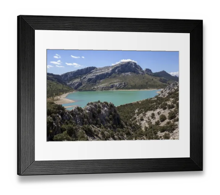 Framed Print : View of the Embalse de Gorg Blau reservoir, Sierra de Tramuntana, Majorca, Balearic Islands
