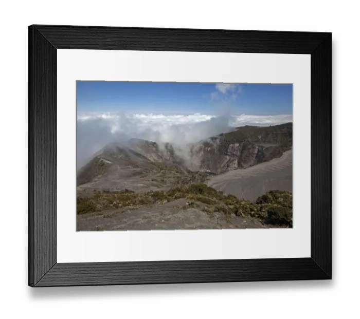 Framed Print : Main crater Irazu Volcano with rising clouds, Irazu Volcano National Park, Parque