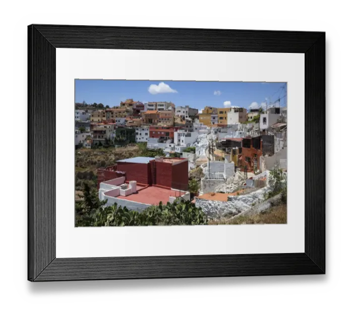Framed Print : View of the colourful houses of La Atalaya, Gran Canaria, Canary Islands, Spain Framed Print : View of the colourful houses of La Atalaya, Gran Canaria, Canary Islands, Spain