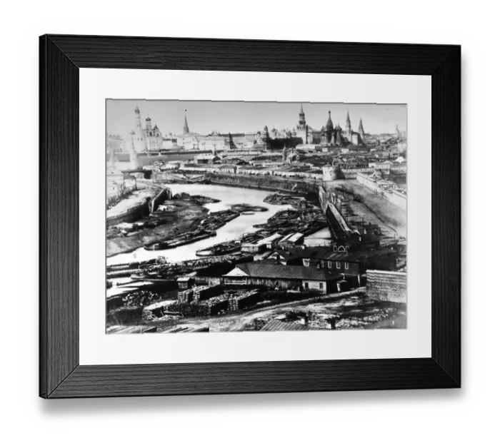 Framed Print : Moscow. circa 1869: A view of Moscow from the east, showing St Basils cathedral Framed Print : Moscow. circa 1869: A view of Moscow from the east, showing St Basils cathedral