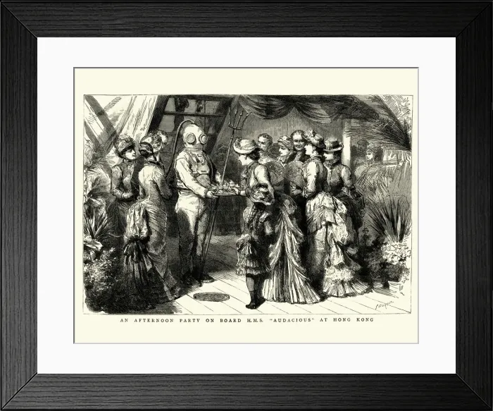 Framed Print : Party on board HMS Audacious, Hong Kong, 19th Century Framed Print : Party on board HMS Audacious, Hong Kong, 19th Century