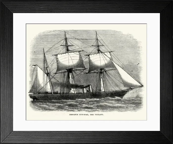 Framed Print : British Royal Navy Warship, HMS Vigilant (1871) Framed Print : British Royal Navy Warship, HMS Vigilant (1871)