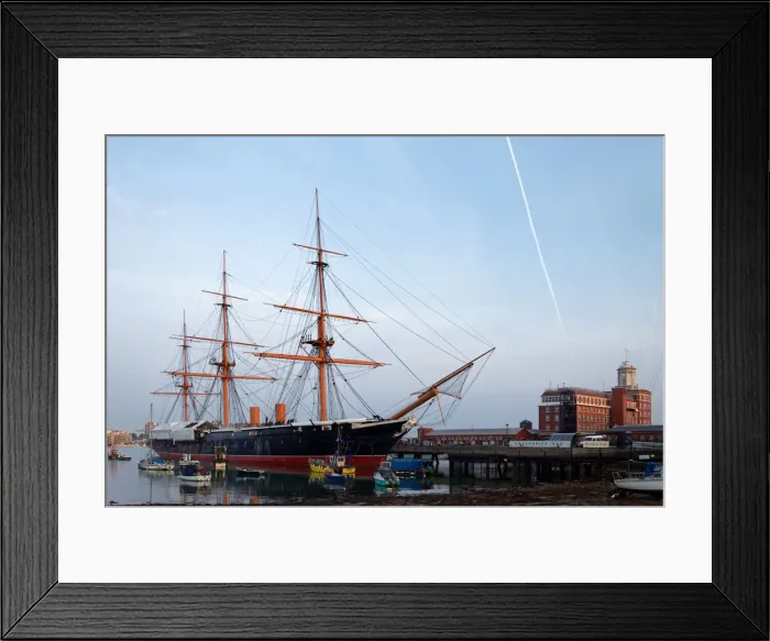 Framed Print : HMS Warrior, the first iron clad warship, on The Hard in old Portsmouth, Hampshire Framed Print : HMS Warrior, the first iron clad warship, on The Hard in old Portsmouth, Hampshire