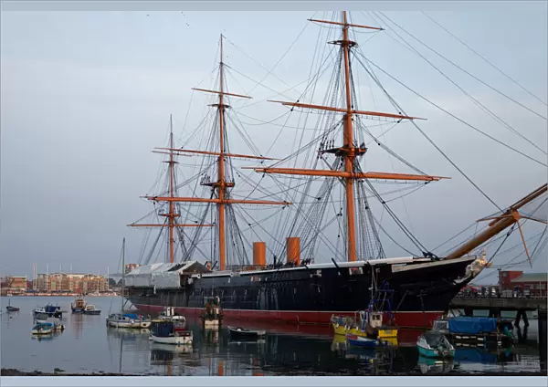 HMS Warrior, the first iron clad warship, on The Hard in old Portsmouth, Hampshire