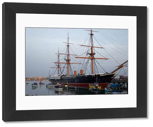HMS Warrior, the first iron clad warship, on The Hard in old Portsmouth, Hampshire