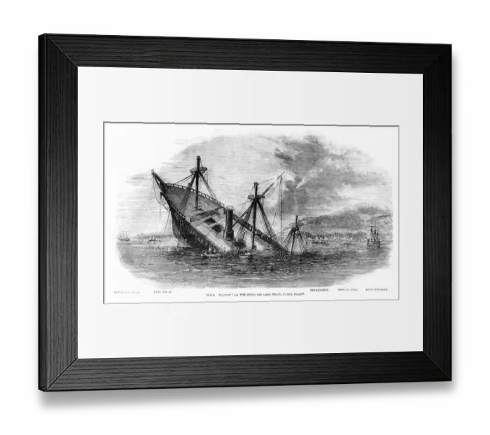 Framed Print : HMS Transit wrecked off Banca Island, Sumatra (1857 engraving ILN) Framed Print : HMS Transit wrecked off Banca Island, Sumatra (1857 engraving ILN)