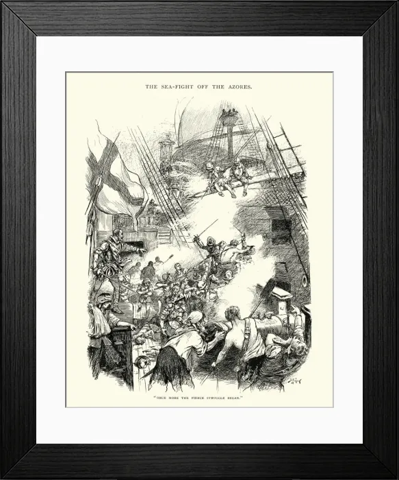 Framed Print : HMS Revenge fighting against the spanish 1591 Framed Print : HMS Revenge fighting against the spanish 1591