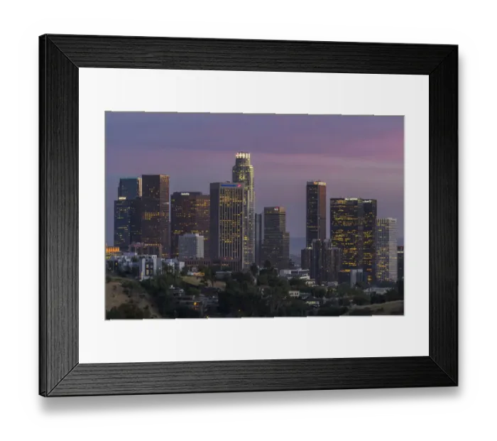 Framed Print : Downtown Los Angeles Skyline - Just After Sunset Framed Print : Downtown Los Angeles Skyline - Just After Sunset