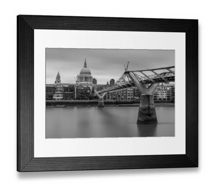 Framed Print : St. Pauls Cathedral And Millennium Bridge Black And White