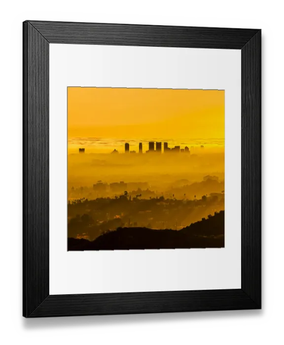 Framed Print : Foggy LA Sunset