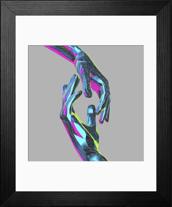 Framed Print : Hands touching, illustration Framed Print : Hands touching, illustration
