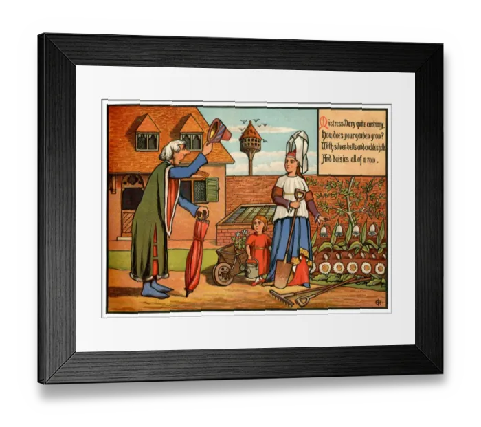 Framed Print : Mistress Mary Quite Contrary - Victorian nursery rhyme illustration