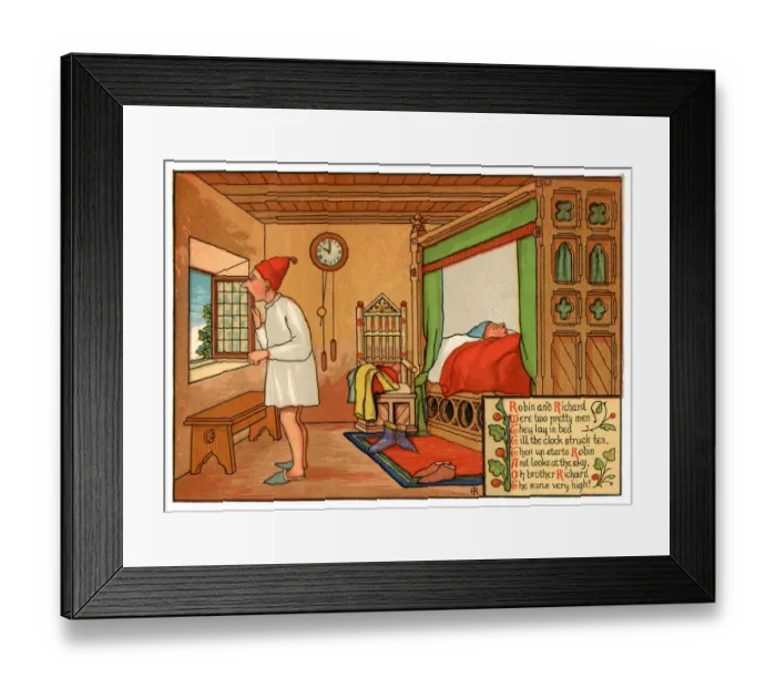 Framed Print : Robin and Richard were two pretty men - Victorian nursery rhyme illustration Framed Print : Robin and Richard were two pretty men - Victorian nursery rhyme illustration