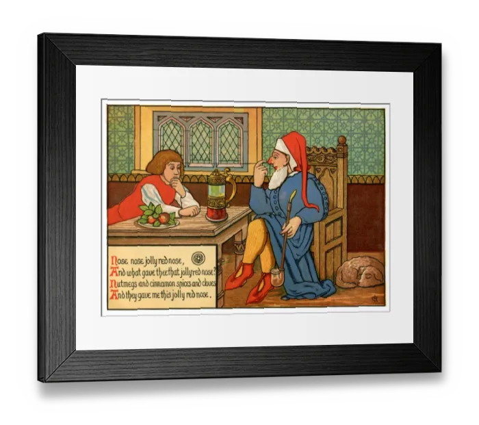Framed Print : Nose, Nose, Jolly Red Nose - Victorian nursery rhyme illustration Framed Print : Nose, Nose, Jolly Red Nose - Victorian nursery rhyme illustration