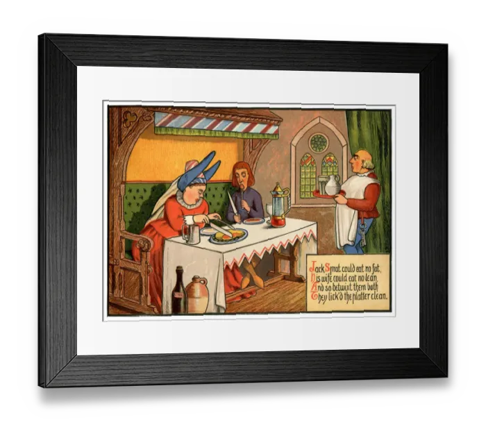 Framed Print : Jack Sprat Could Eat No Fat - Victorian nursery rhyme illustration Framed Print : Jack Sprat Could Eat No Fat - Victorian nursery rhyme illustration