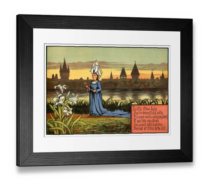 Framed Print : Little Miss Lily, You re Dreadfully Silly - Victorian nursery rhyme illustration Framed Print : Little Miss Lily, You re Dreadfully Silly - Victorian nursery rhyme illustration