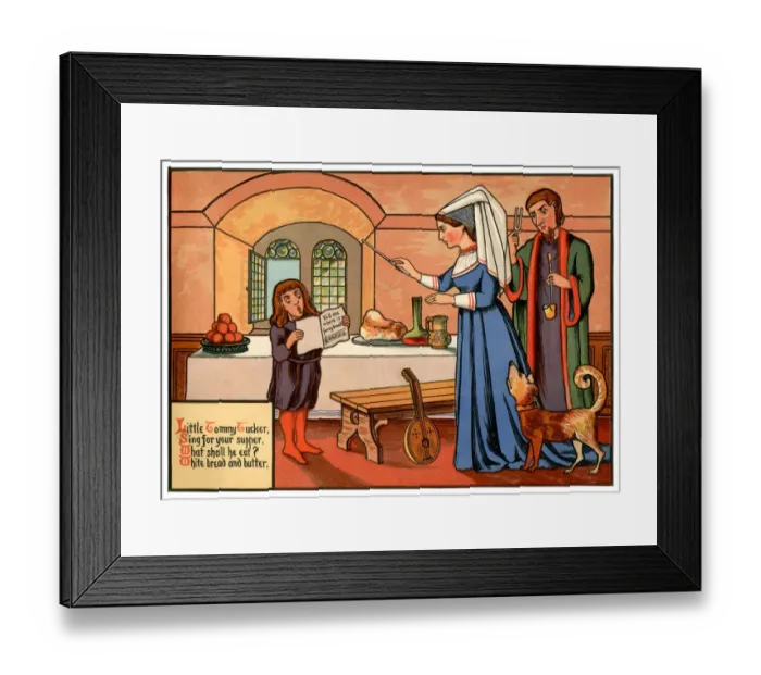Framed Print : Little Tommy Tucker - Victorian nursery rhyme illustration