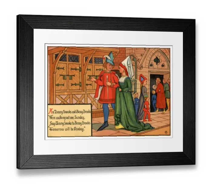 Framed Print : As Tommy Snooks and Bessy Brooks Were Walking Out One Sunday - Victorian nursery Framed Print : As Tommy Snooks and Bessy Brooks Were Walking Out One Sunday - Victorian nursery