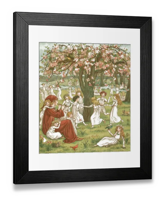 Framed Print : Young girls dancing amongst the trees while the Pied Piper plays his pipe Framed Print : Young girls dancing amongst the trees while the Pied Piper plays his pipe