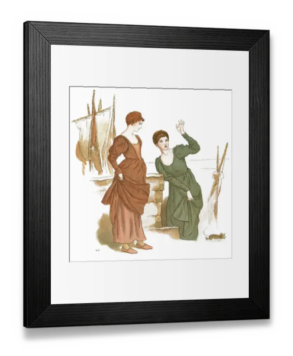 Framed Print : Two women scared by a rat