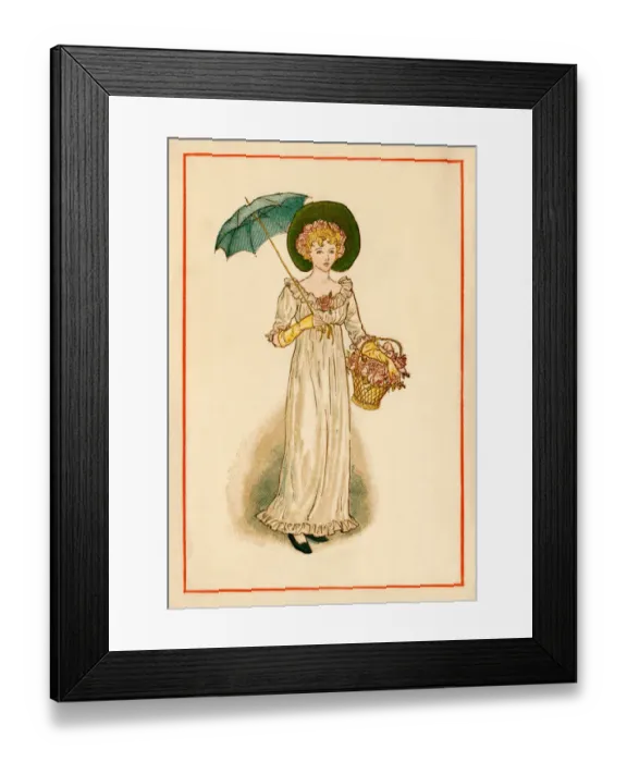 Framed Print : Regency-style young woman - Kate Greenaway, 1884 Framed Print : Regency-style young woman - Kate Greenaway, 1884