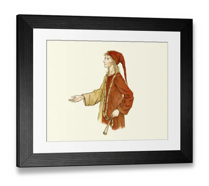 Framed Print : Pied Piper of Hamelin Vintage colour engraving Framed Print : Pied Piper of Hamelin Vintage colour engraving