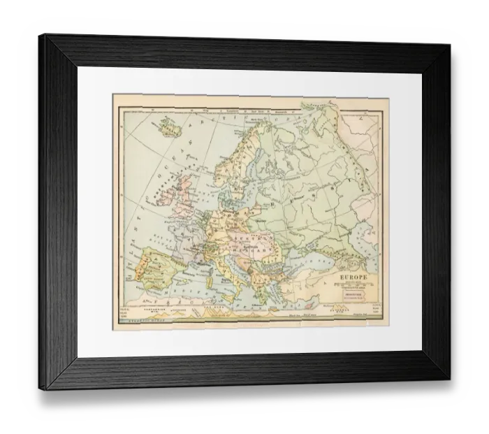 Framed Print : Map of Europe 1888 Framed Print : Map of Europe 1888